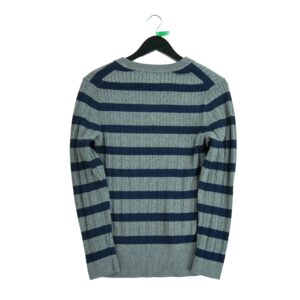 Pull femme manches longues gris Tommy Hilfiger Motif a rayures Col V