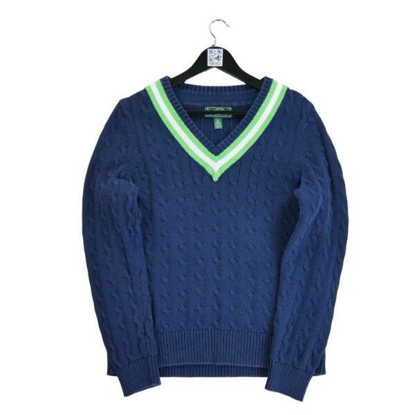 Pull femme manches longues marine Polo Ralph Lauren Col V