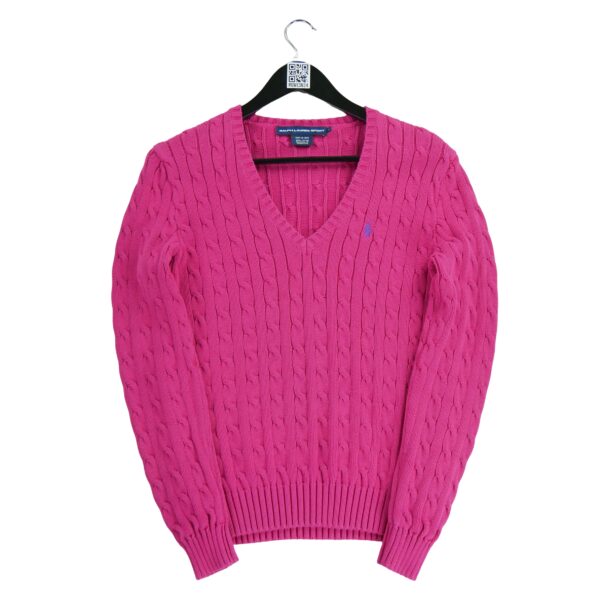 Pull femme manches longues rose Polo Ralph Lauren Col V