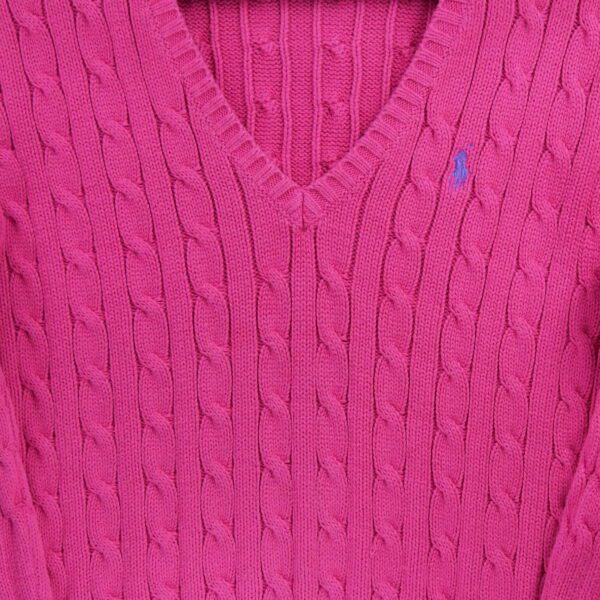 Pull femme manches longues rose Polo Ralph Lauren Col V