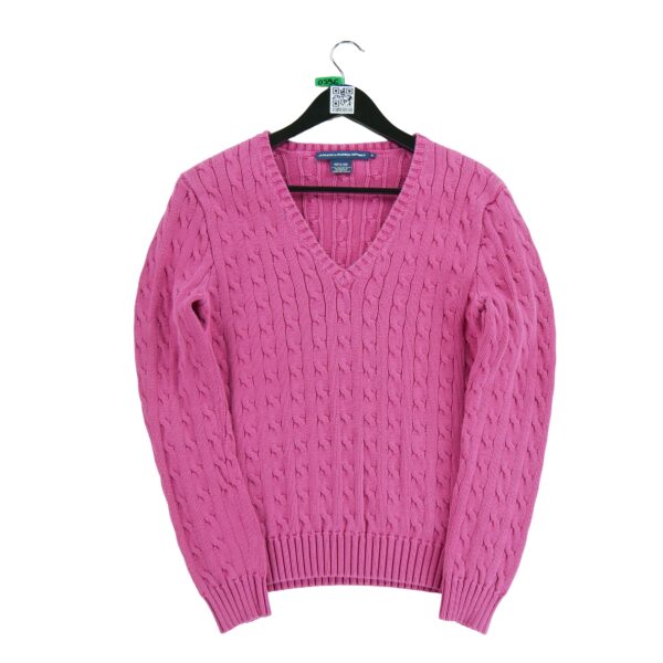 Pull femme manches longues rose Polo Ralph Lauren Col V