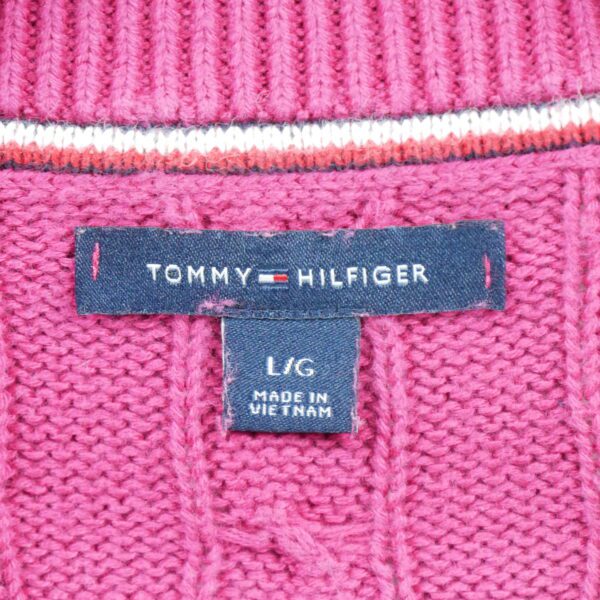 Pull femme manches longues rose Tommy Hilfiger Col V