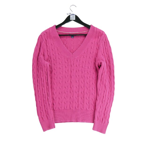Pull femme manches longues rose Tommy Hilfiger Col V
