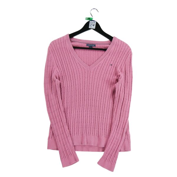 Pull femme manches longues rose Tommy Hilfiger Col V QWE0376