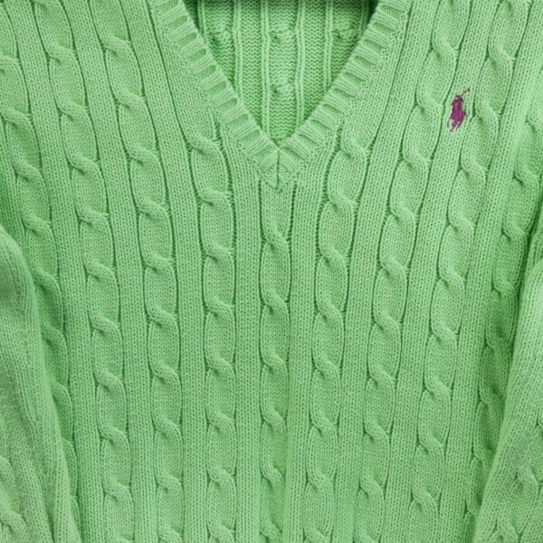 Pull femme manches longues vert Polo Ralph Lauren Col V