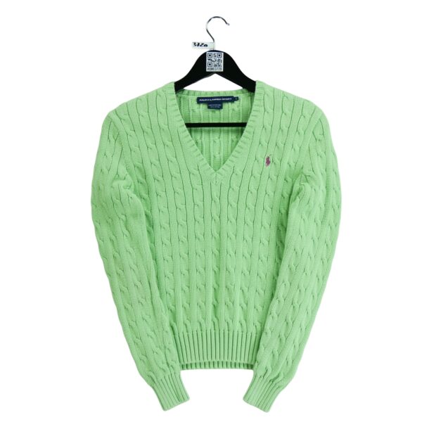 Pull femme manches longues vert Polo Ralph Lauren Col V