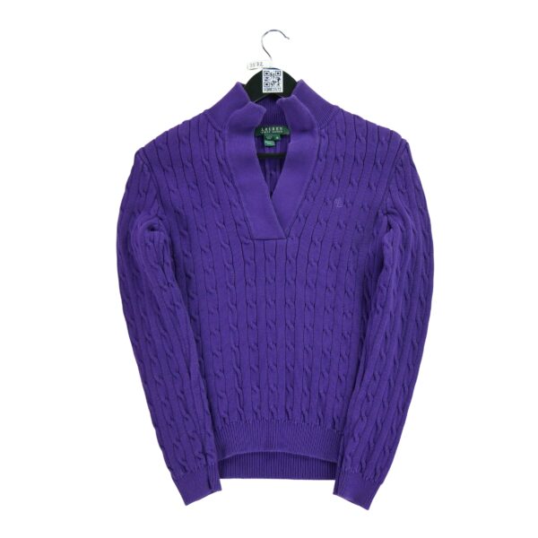 Pull femme manches longues violet Polo Ralph Lauren Col V