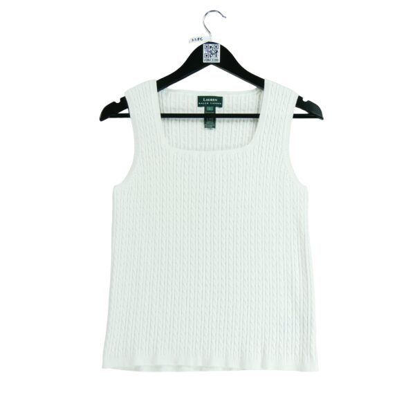 Pull femme sans manches blanc Polo Ralph Lauren Col Rond