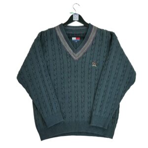 Pull homme manches longues marine Tommy Hilfiger Col V