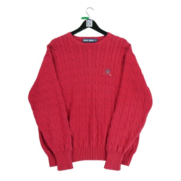 Pull homme manches longues rouge Polo Ralph Lauren Col Rond QWE0613
