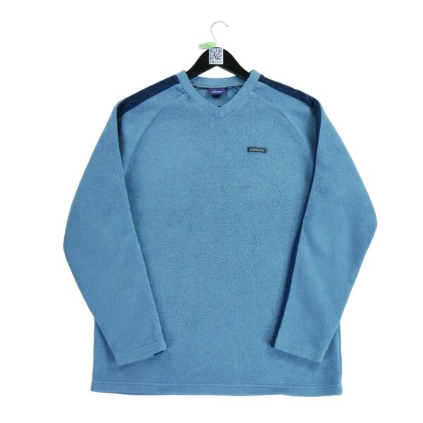 Pull polaires homme manches longues bleu Vintage Col V