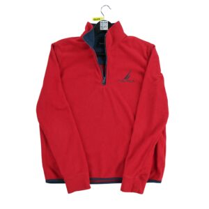 Pull polaires homme manches longues rouge Nautica Col Montant QWE1117