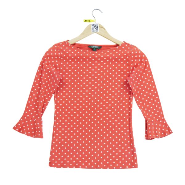 T shirt manches longues femme orange Polo Ralph Lauren Motif a motifs Col Rond QWE1502