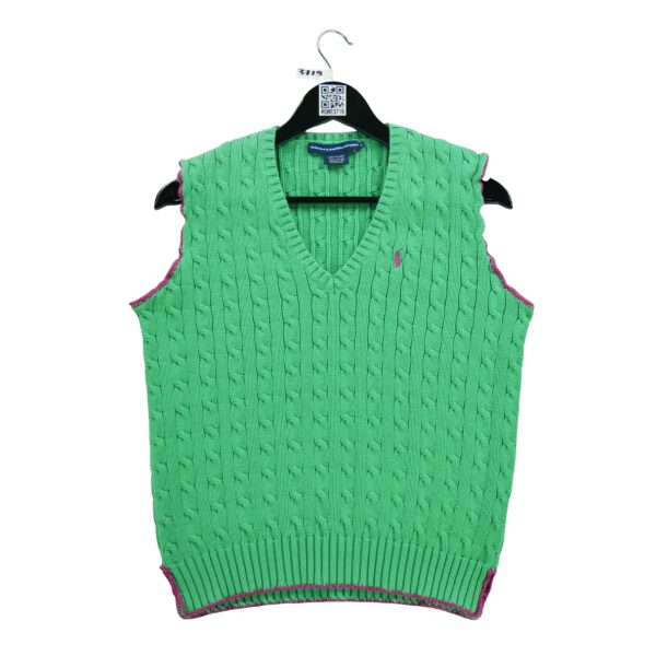 Pull enfant sans manches vert Polo Ralph Lauren Col V
