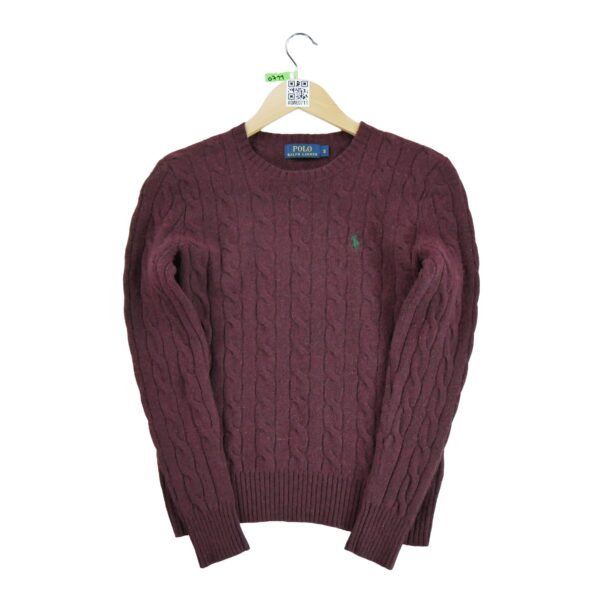 Pull femme manches longues bordeaux Polo Ralph Lauren Col Rond