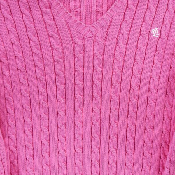 Pull femme manches longues rose Polo Ralph Lauren Col V