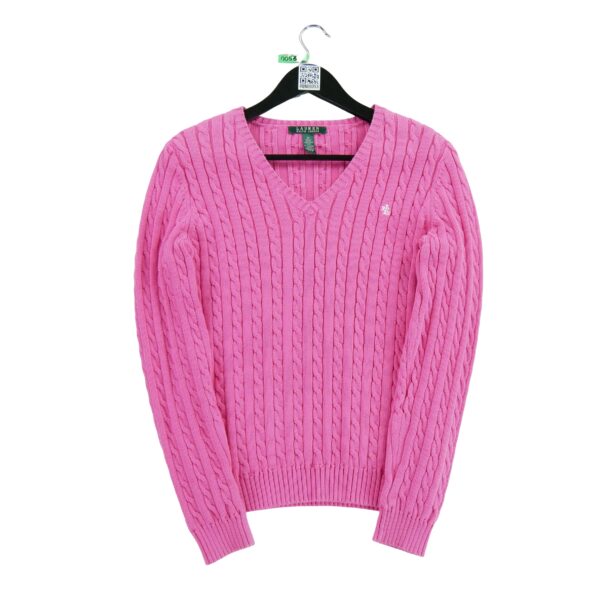 Pull femme manches longues rose Polo Ralph Lauren Col V