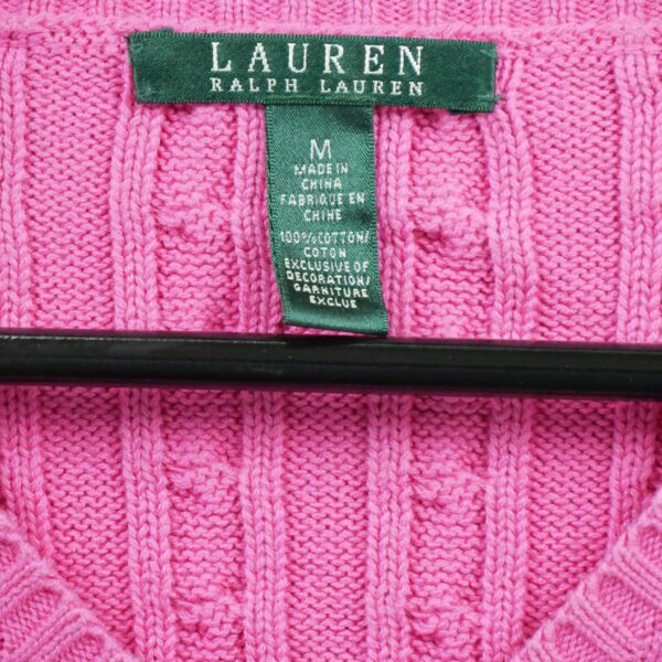 Pull femme manches longues rose Polo Ralph Lauren Col V