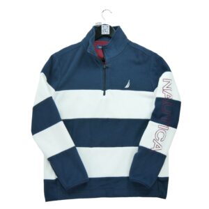 Pull polaires homme manches longues marine Nautica Motif a rayures Col Montant