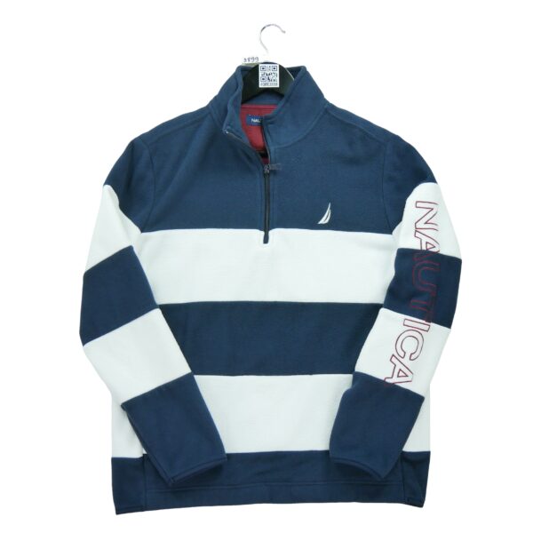 Pull polaires homme manches longues marine Nautica Motif a rayures Col Montant