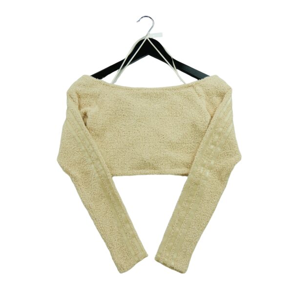 Sweat femme manches longues beige Adidas Col V