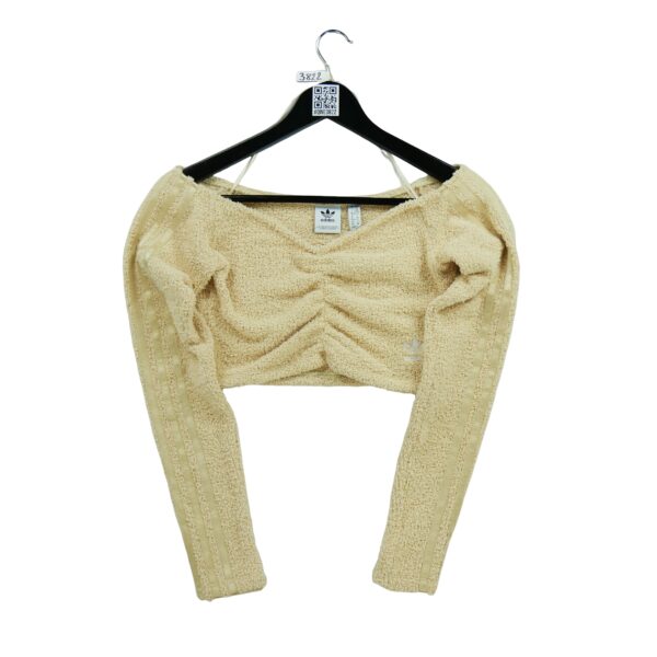 Sweat femme manches longues beige Adidas Col V