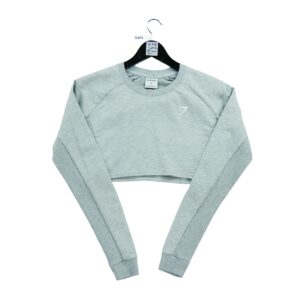 T shirt femme manches longues gris Gymshark Col Rond