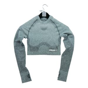 T shirt femme manches longues gris Gymshark Motif chine Col Rond