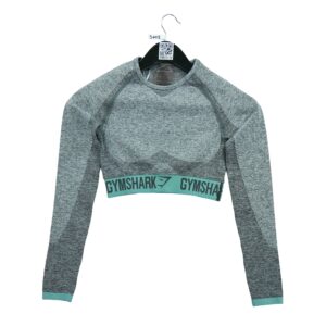 T shirt femme manches longues gris Gymshark Motif chine Col Rond