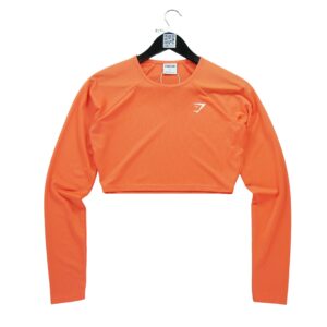 T shirt femme manches longues orange Gymshark Col Rond