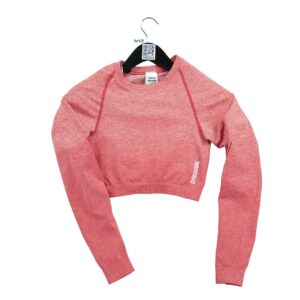 T shirt femme manches longues rouge Gymshark Col Rond