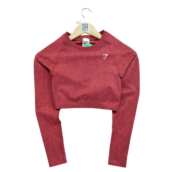T shirt femme manches longues rouge Gymshark Motif chine Col Rond