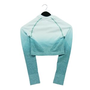 T shirt femme manches longues turquoise Gymshark Motif chine Col Rond