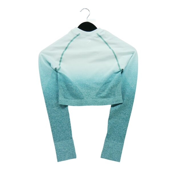 T shirt femme manches longues turquoise Gymshark Motif chine Col Rond