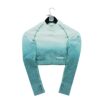 T shirt femme manches longues turquoise Gymshark Motif chine Col Rond