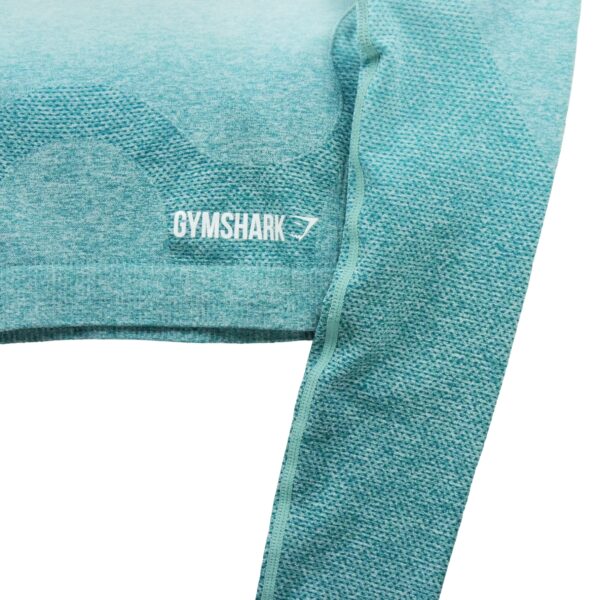 T shirt femme manches longues turquoise Gymshark Motif chine Col Rond