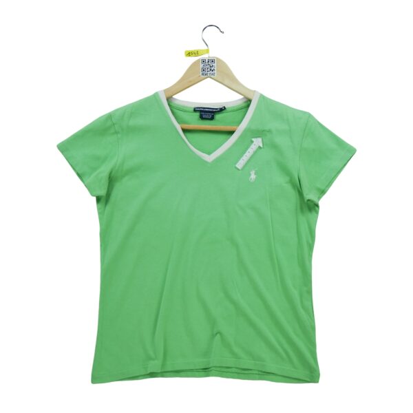 T shirt manches courtes femme vert Polo Ralph Lauren Col V