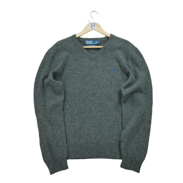 Pull homme manches longues gris Polo Ralph Lauren Motif chine Col V