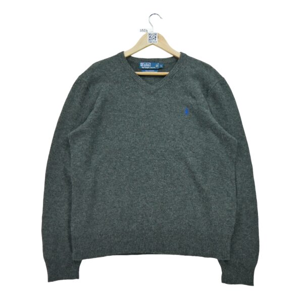 Pull homme manches longues gris Polo Ralph Lauren Motif chine Col V