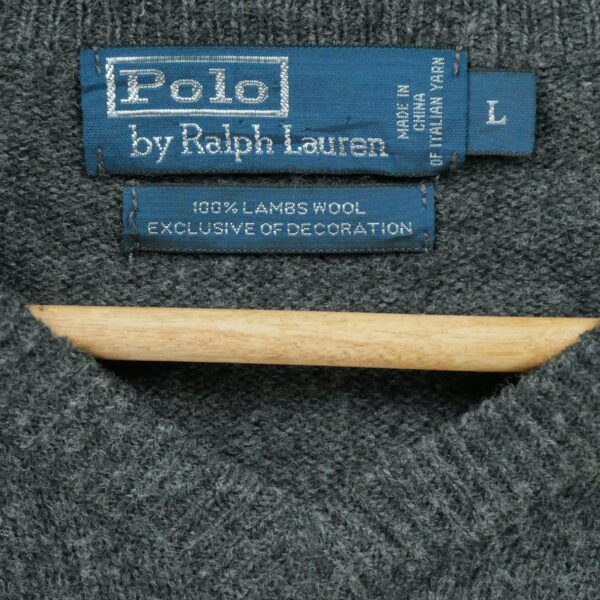 Pull homme manches longues gris Polo Ralph Lauren Motif chine Col V