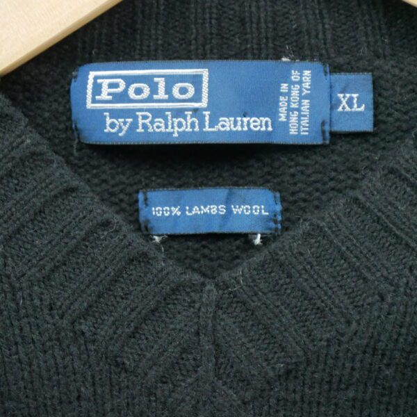 Pull homme manches longues noir Polo Ralph Lauren Col V