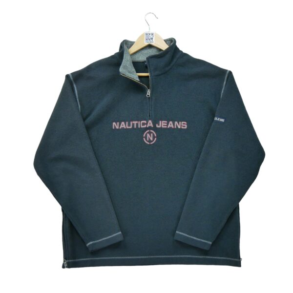 Pull polaires homme manches longues marine Nautica Motif brode Col Montant