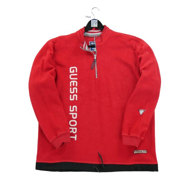Pull polaires homme manches longues rouge Guess Col Montant