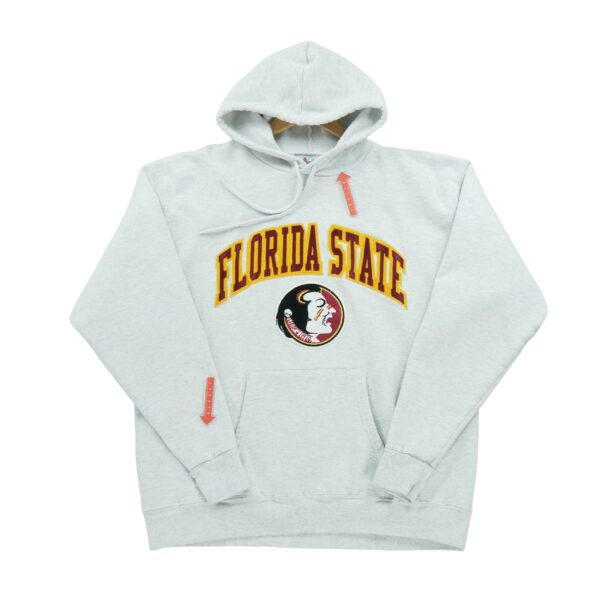 Sweat a capuche femme manches longues gris Majestic Motif chine Col Rond Equipe Florida State