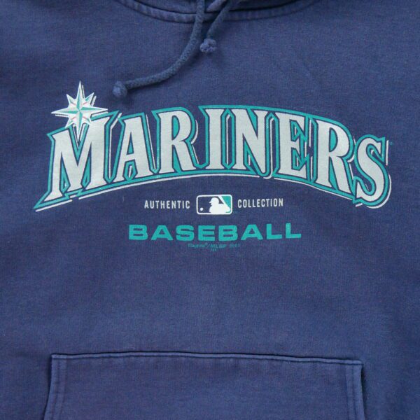 Sweat a capuche homme manches longues marine Majestic Motif imprime Col Rond Equipe Seattle Mariners
