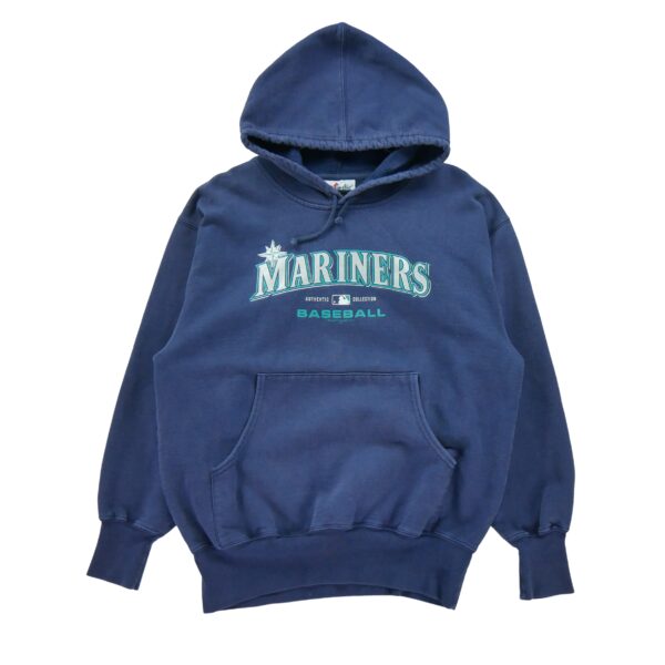 Sweat a capuche homme manches longues marine Majestic Motif imprime Col Rond Equipe Seattle Mariners