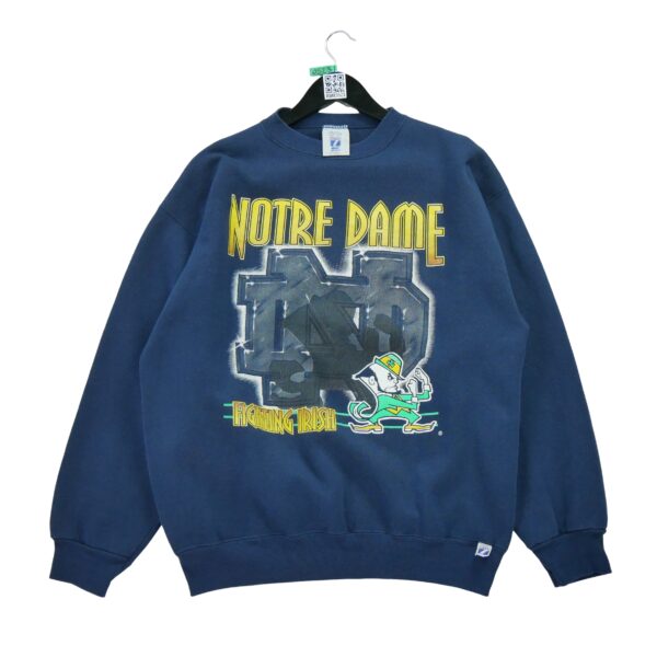 Sweat homme manches longues marine NCAA Motif imprime Col Rond Equipe Notre Dame