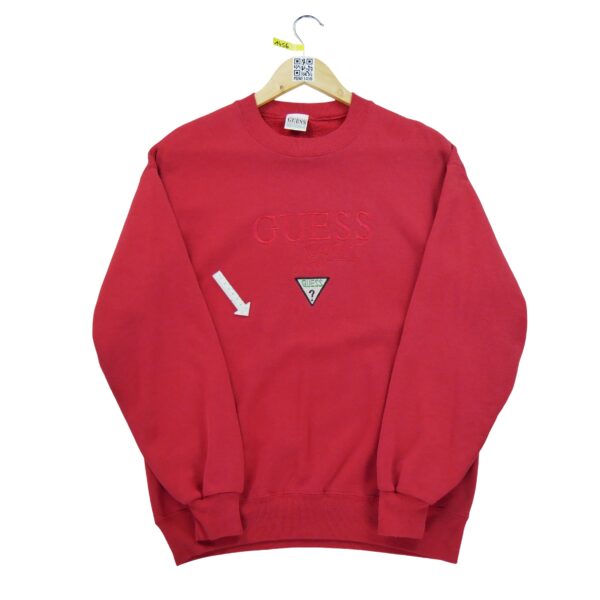 Sweat homme manches longues rouge Guess Col Rond
