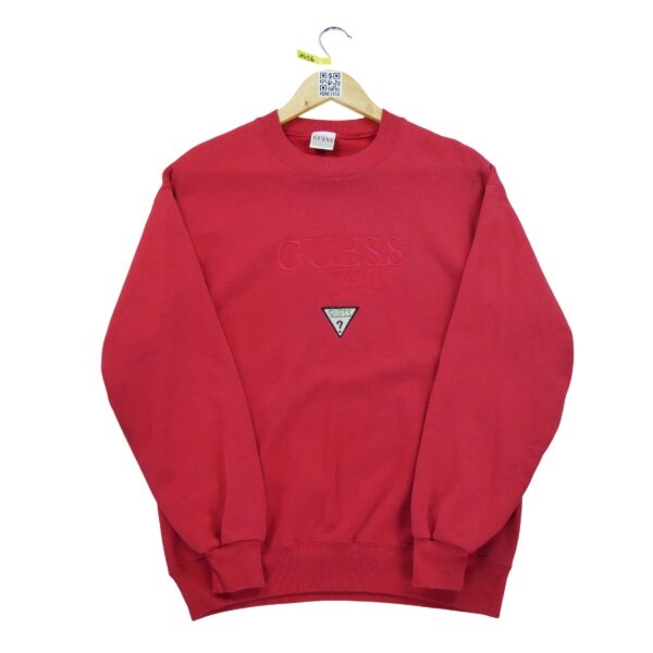 Sweat homme manches longues rouge Guess Col Rond