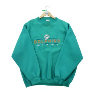 Sweat homme manches longues turquoise NFL Col Rond Equipe Miami Dolphins
